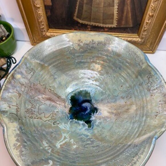 Studio Pottery Bowl Signed JD Crystal Bottom And Crystalline Grazed Blue Green - Picture 6 of 13